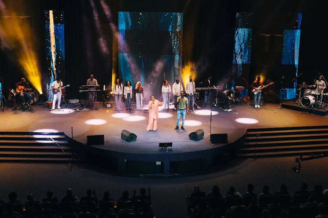 Church congregation in worship